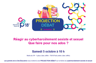 Projection-débat Réagir au cyberharcèlement sexiste et sexuel Que faire pour pour nos ados samedi 5 octobre