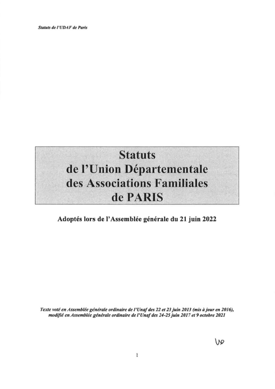 statuts de l'Udaf de Paris